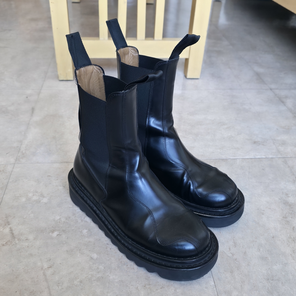 Black Leather Toga Virilis Platform Boots